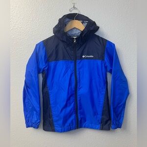 Columbia Youth Medium Blue Hooded Windbreaker Jacket Lightweight